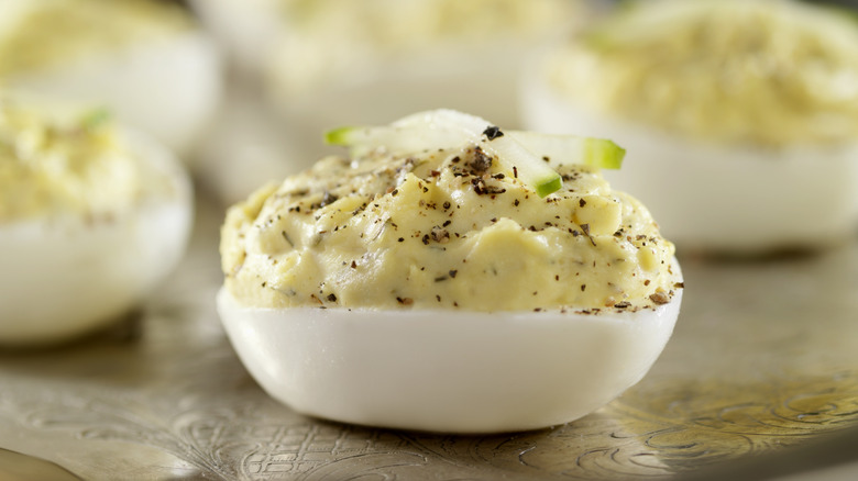 Deviled egg with pepper