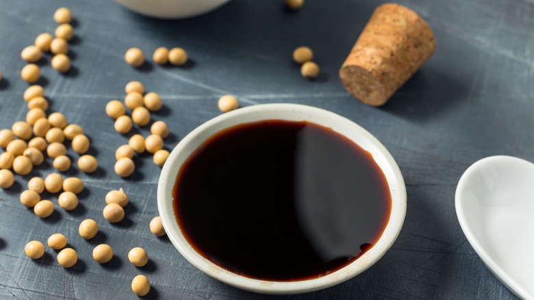 Dark soy sauce in bowl