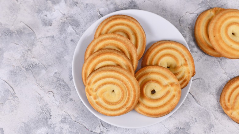 Shortbread cookies on white plate