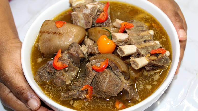 Goat soup with bones