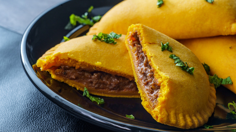 Jamaican beef patty on a plate