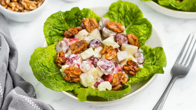 Waldorf salad on lettuce