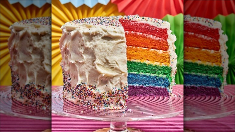 Pride cake with slice removed