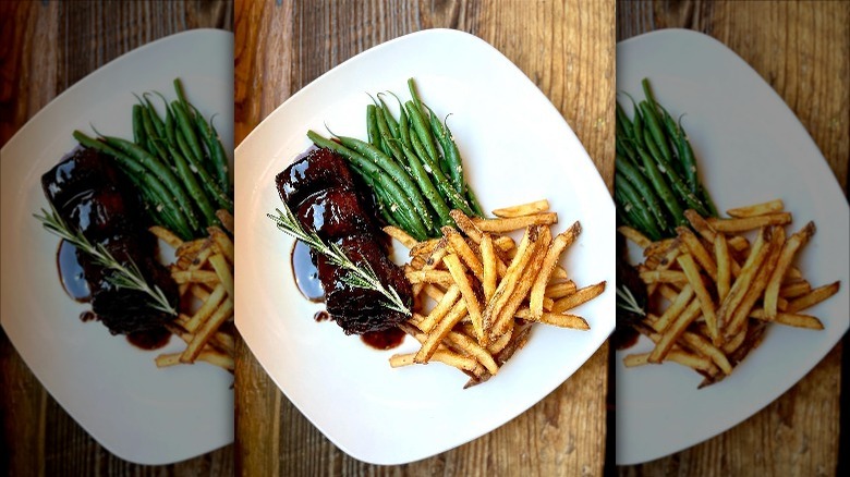 Eggplant steak and fries