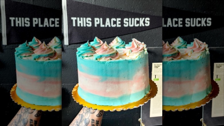 Trans flag cake