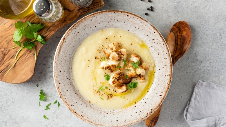 Potato soup in bowl