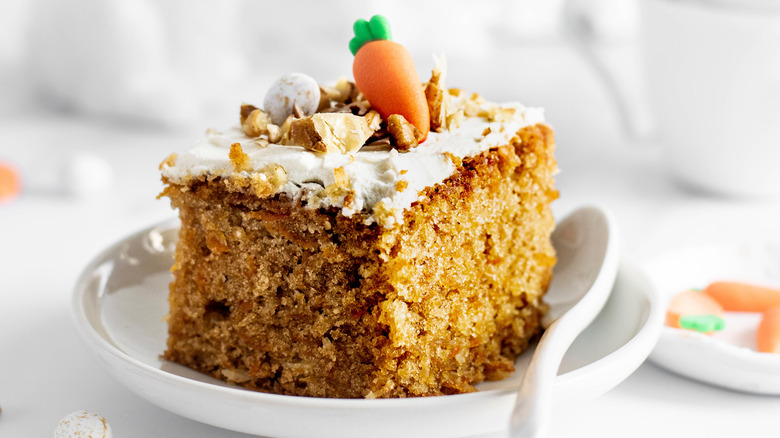 Carrot cake slice on table