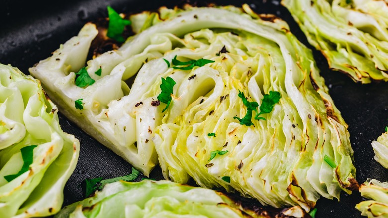 Grilled cabbage wedges
