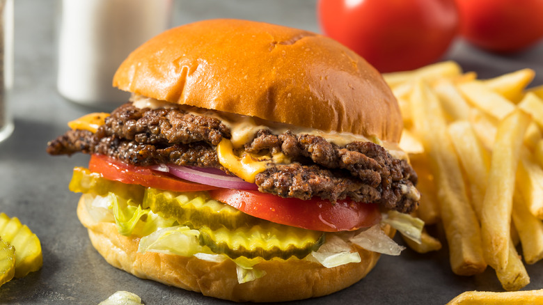 Smash burger with fries