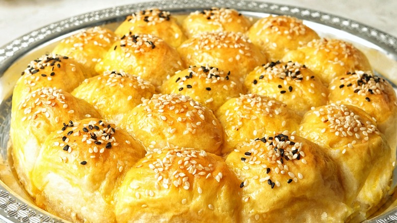 Yemeni honeycomb bread on tray