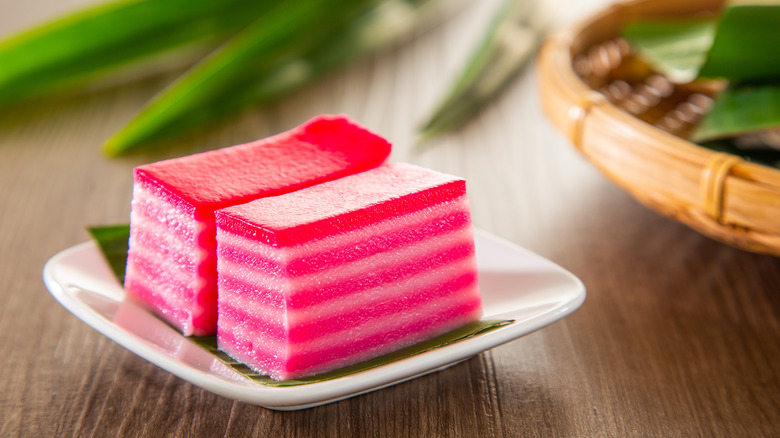 Indonesian red layered kue lapis