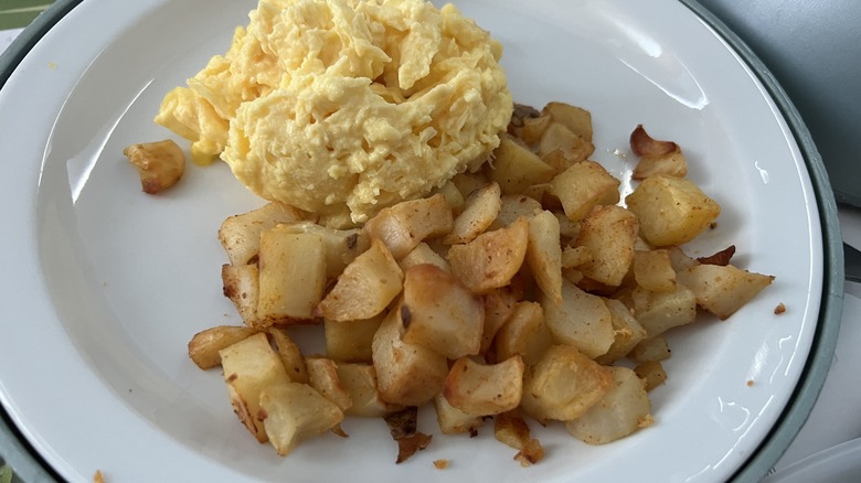 Home fry potatoes with eggs