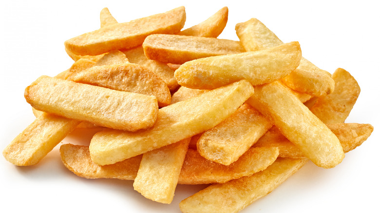 Steak fries on white background