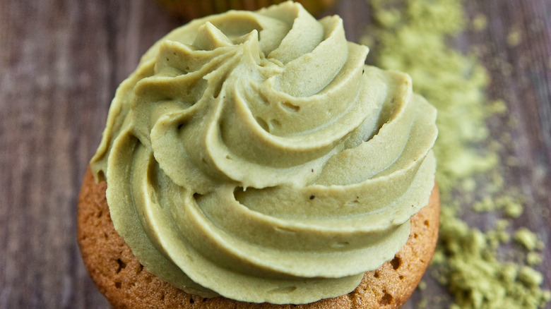 Cupcake with matcha buttercream