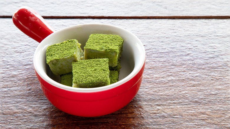 Matcha fudge cubes