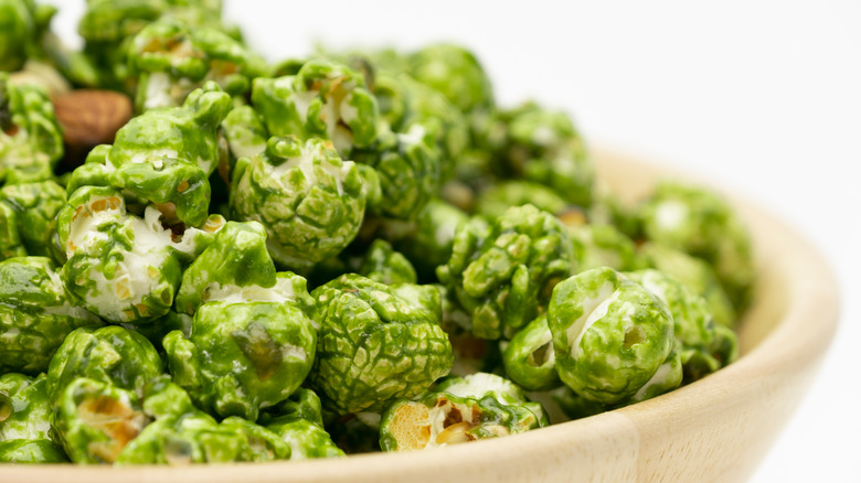 Bowl with matcha popcorn