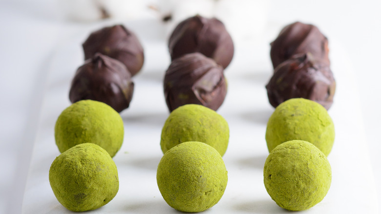 green matcha truffles