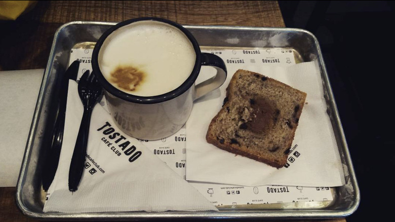 coffee with milk and toast