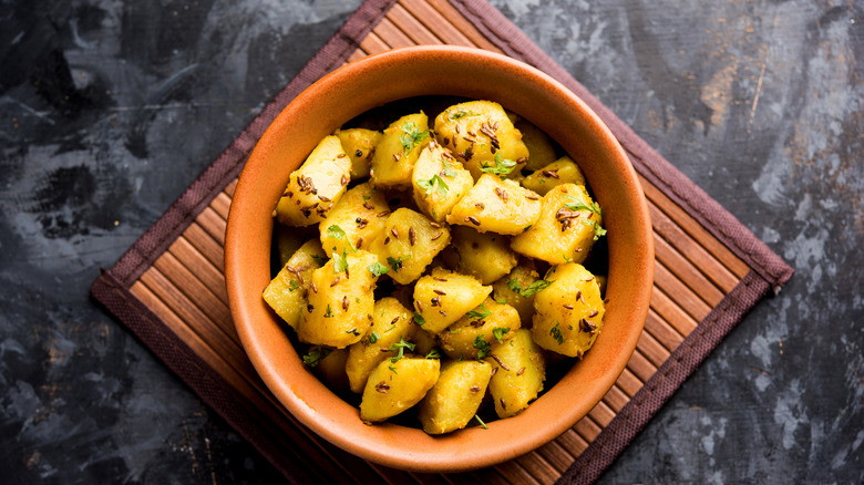 jeera aloo in a bowl