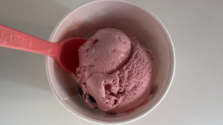 Cherries Jubilee ice cream with spoon