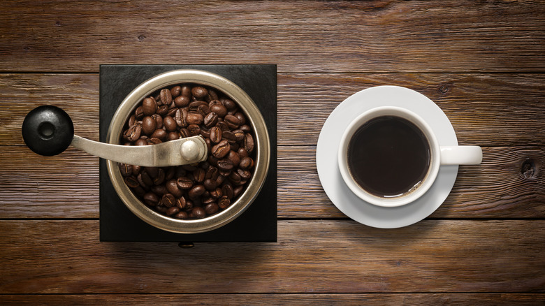 Aerial shot of coffee grinder