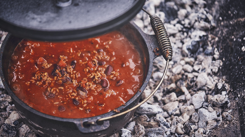 Pot of meat chili 