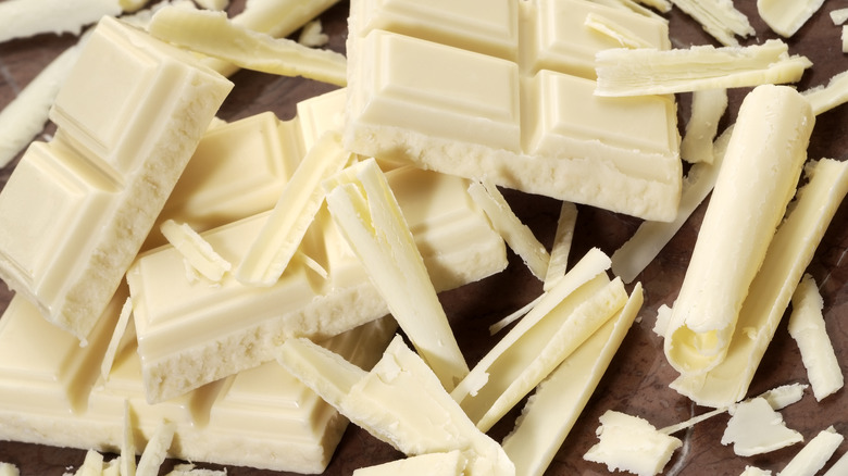 Pieces of white chocolate bar