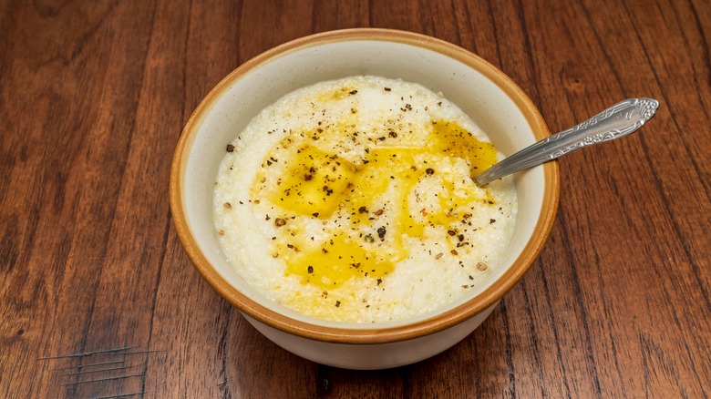 Grits in bowl with butter