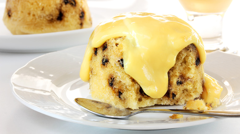 Custard-covered spotted dick