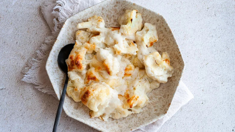 Bowl of cauliflower au gratin