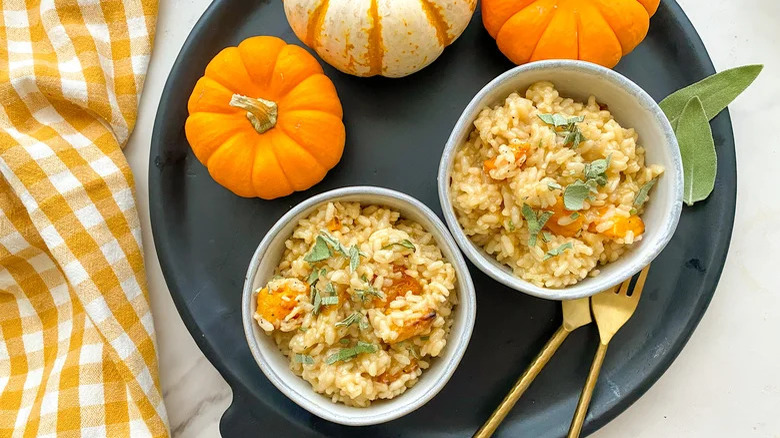 Two bowls of squash risotto