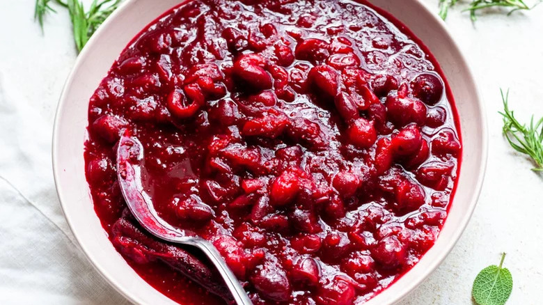 Bowl of cranberry sauce