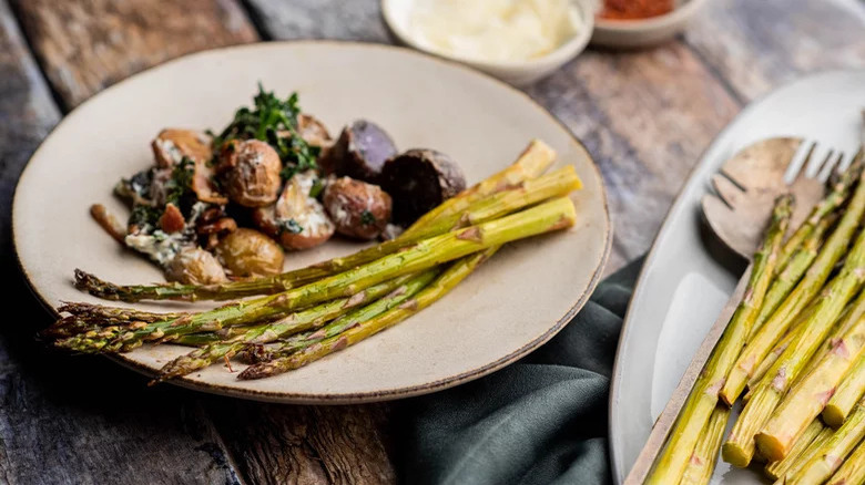 Roasted asparagus and potatoes