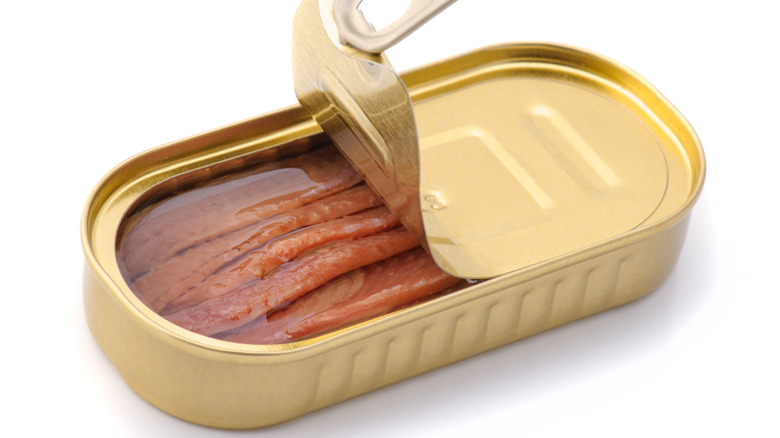 Anchovies in metal can