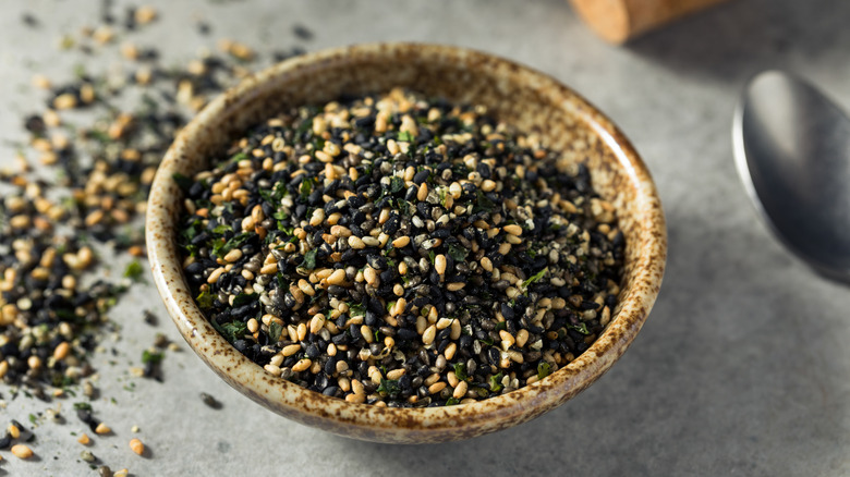 Furikake seasoning in wooden bowl