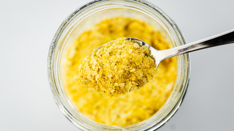 Nutritional yeast in clear jar