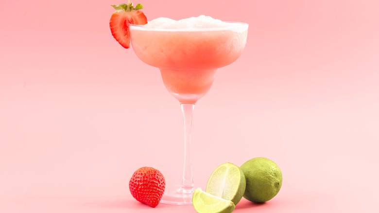 frozen strawberry daiquiri in glass