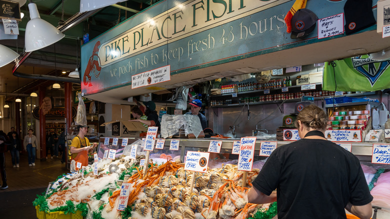 Front shot of fish stand at Pike Place market