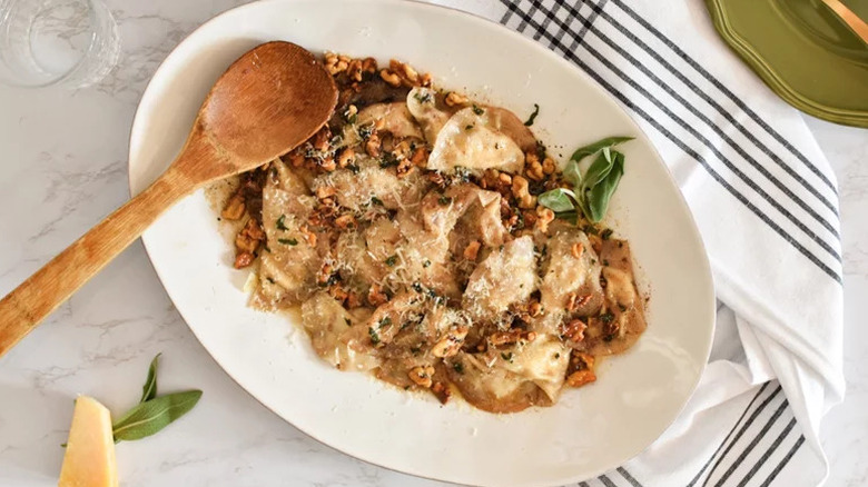 Pear and gorgonzola ravioli