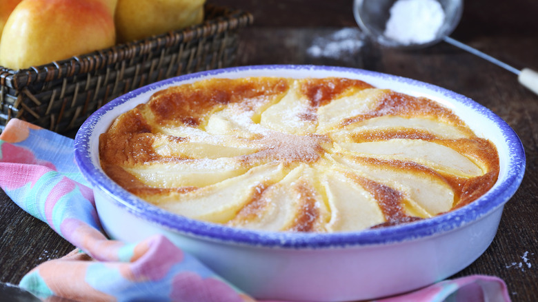 Pear clafoutis in dish