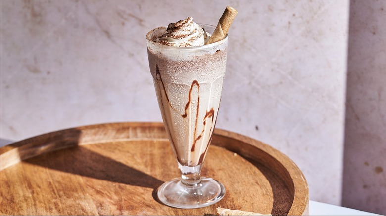 Nutella milkshake in glass