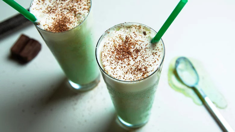 two green milkshakes