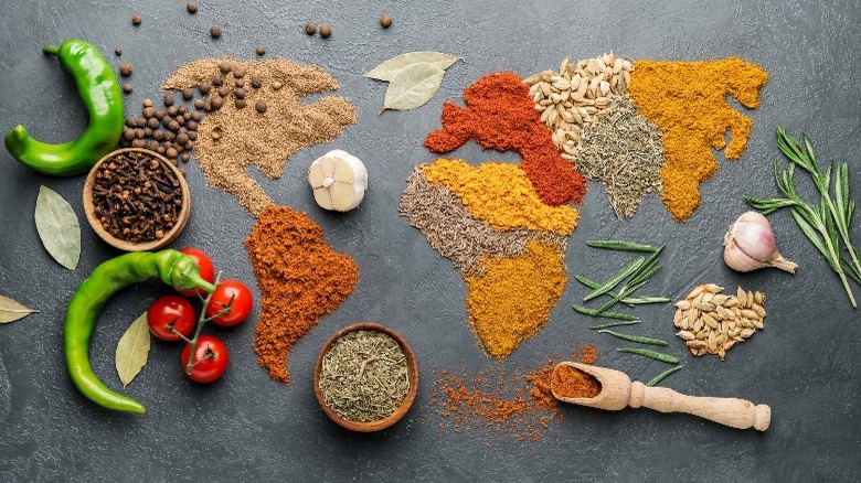 assorted spices on table