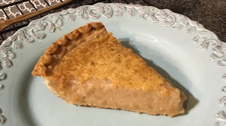 Bean pie slice on plate