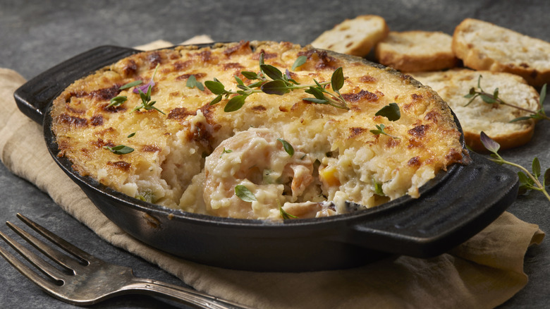 Fish pie in cast iron