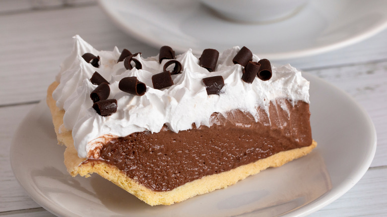 Slice of French silk pie