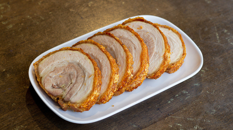 Sliced chashu pork