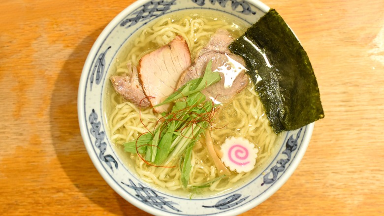 Clear ramen green onions seaweed