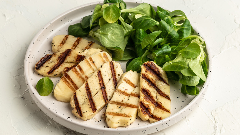 plate of grilled halloumi