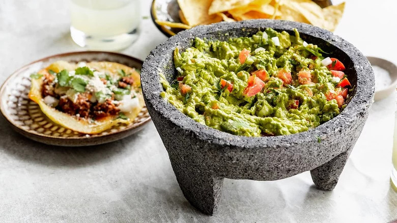 Guacamole in stone bowl